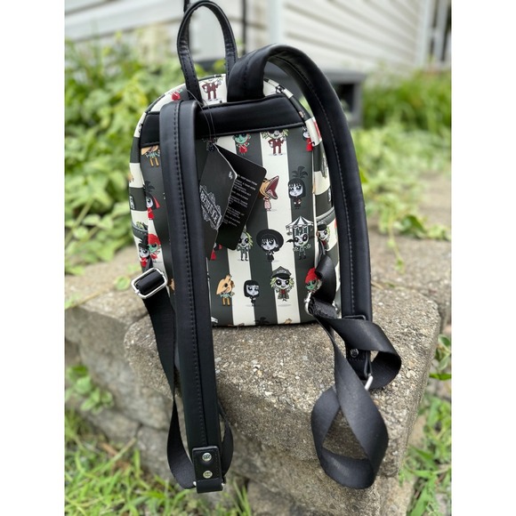 Loungefly Beetlejuice Chibi AOP Mini Backpack Black White Striped NWT BTBK0006 main image 8